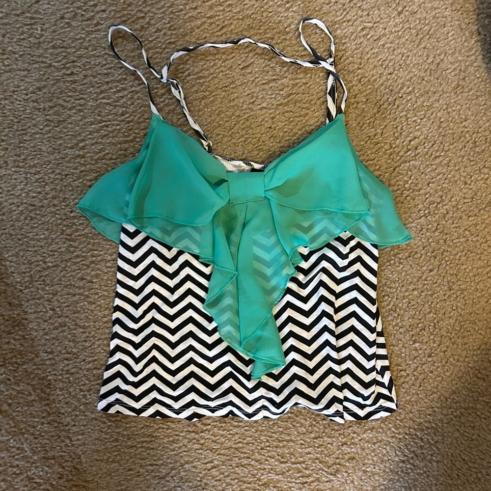 Rue21 spaghetti strap tank with teal bow